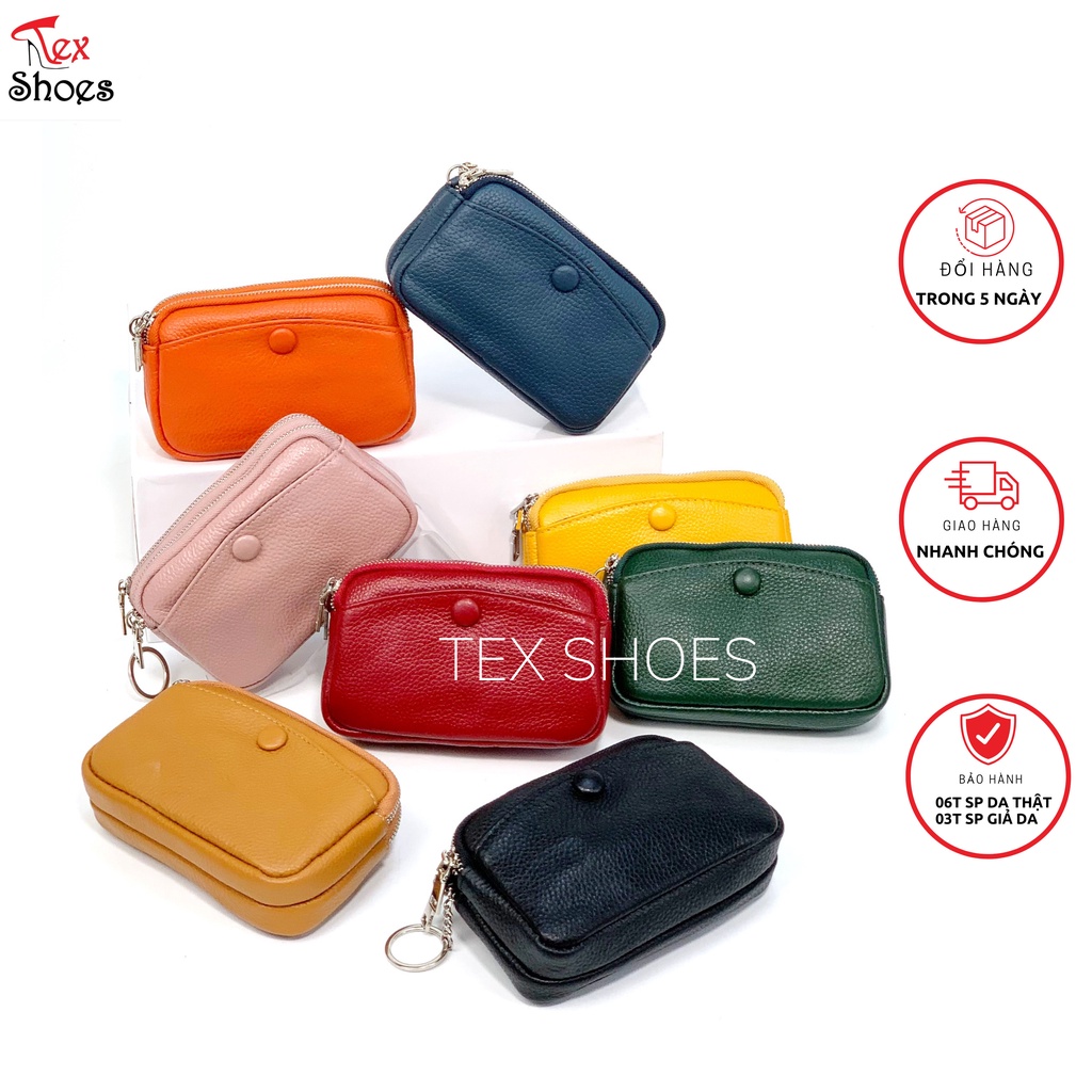 Ví nữ thời trang cầm tay 2 miệng khóa cúc xinh xắn VNXK TEX SHOES