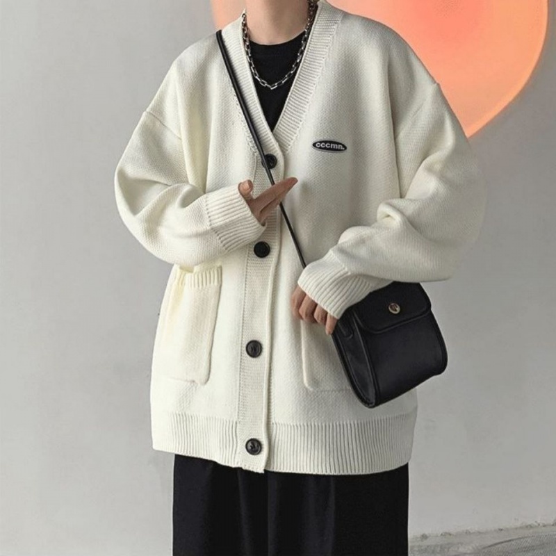 Áo Khoác Len Cardigan Cổ Chữ v Dáng Rộng Thời Trang Mùa Thu Hàn Quốc Hàng Mới Dành Cho Bạn Nam