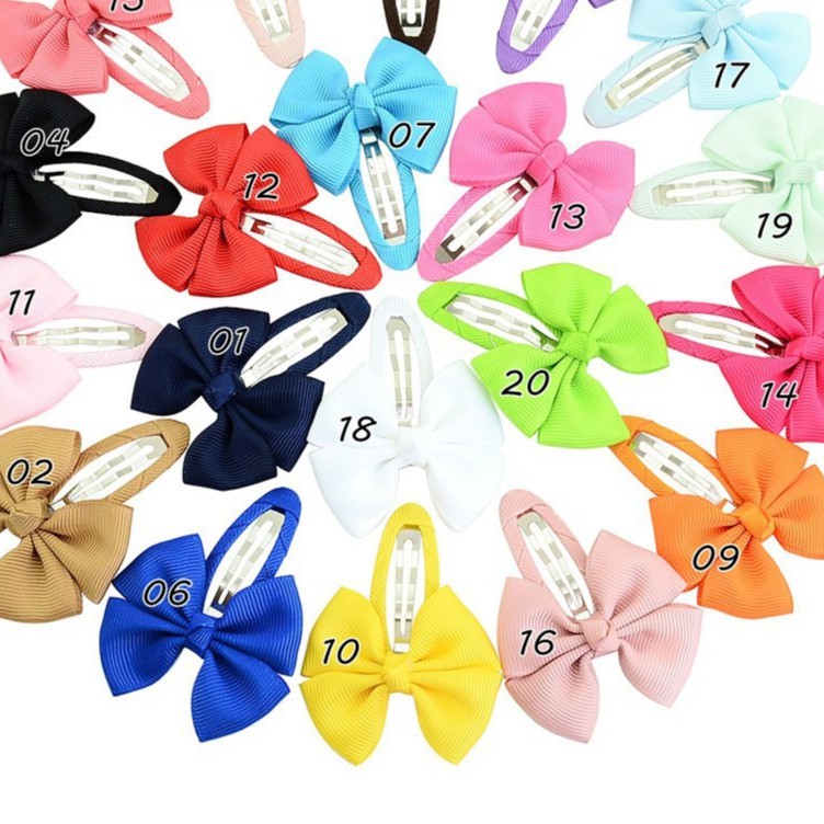 Kẹp tóc KIDSBOWS đính nơ màu trơn tùy chọn xinh xắn cho bé gái