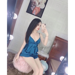 Set Lụa Ngủ cột nơ có mút ngực