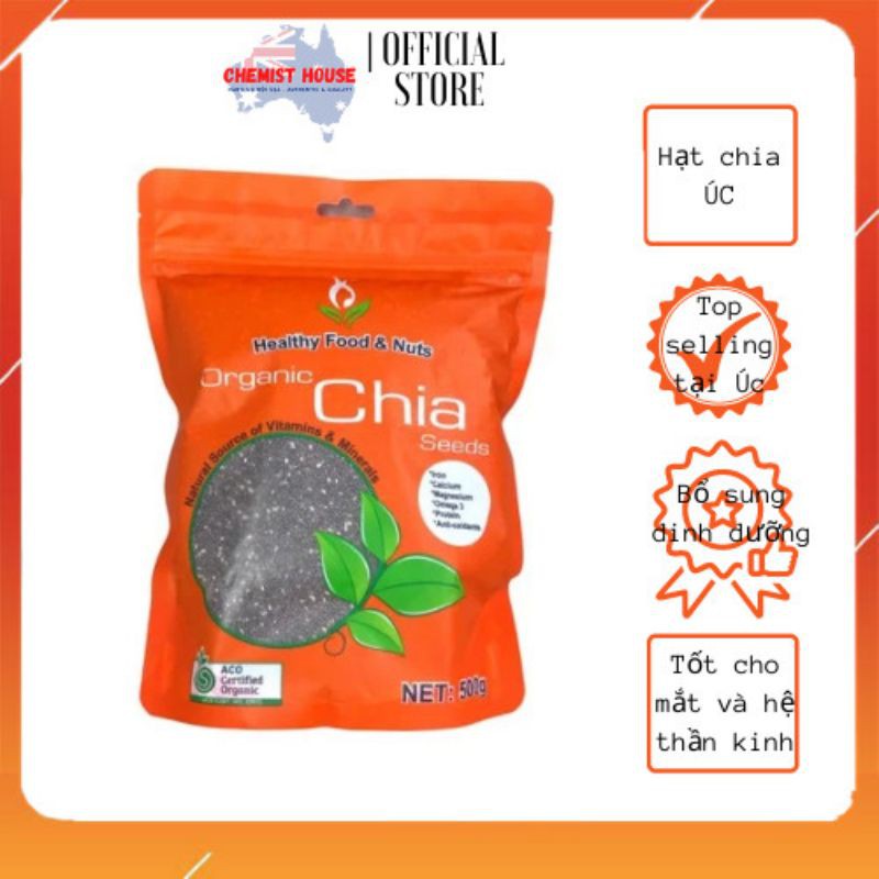 [ Hàng Chuẩn ÚC ] Hạt Chia Healthy Nuts &amp; Seeds Organic Chia Seeds 500g