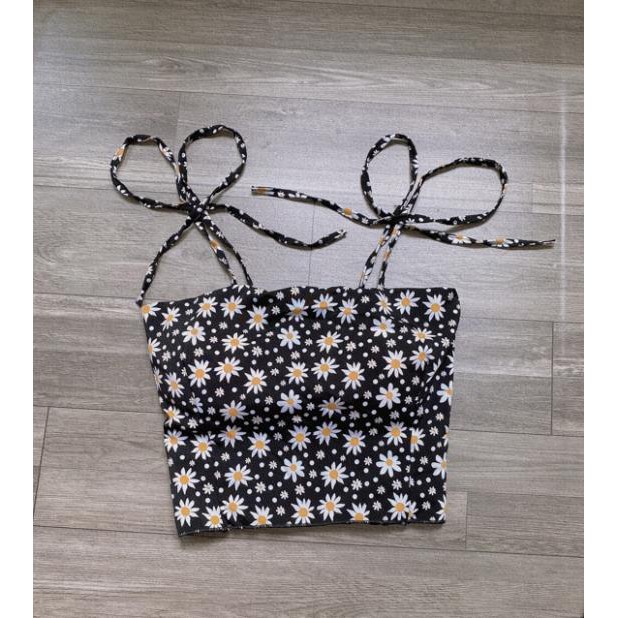 Áo Croptop 2 Dây Hoa Cúc Buộc Nơ Nữ Màu Trắng Đen Xanh Hồng DRACR29 Mys hitshop | BigBuy360 - bigbuy360.vn