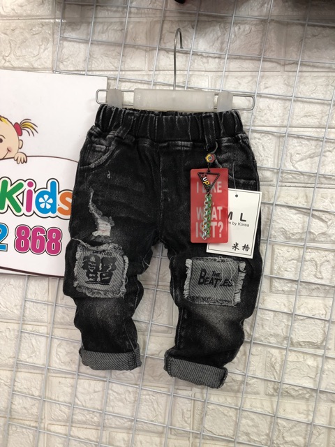 Combo 2 Quần jean nhí cho bé SB sz 8-15kg rách vá màu đen mốc quá đẹp