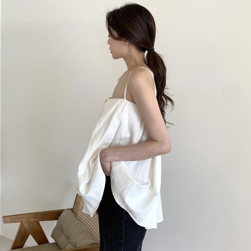 Áo Hai Dây Dáng Rộng Màu Sắc Trơn Thời Trang Mùa Hè Kiểu Pháp Cho Nữ