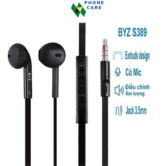 Tai nghe nhét tai S389 BYZ  hàng công ty bảo hành 12 tháng lỗi 1 đổi 1 trên toàn quốc. phukienphonecare