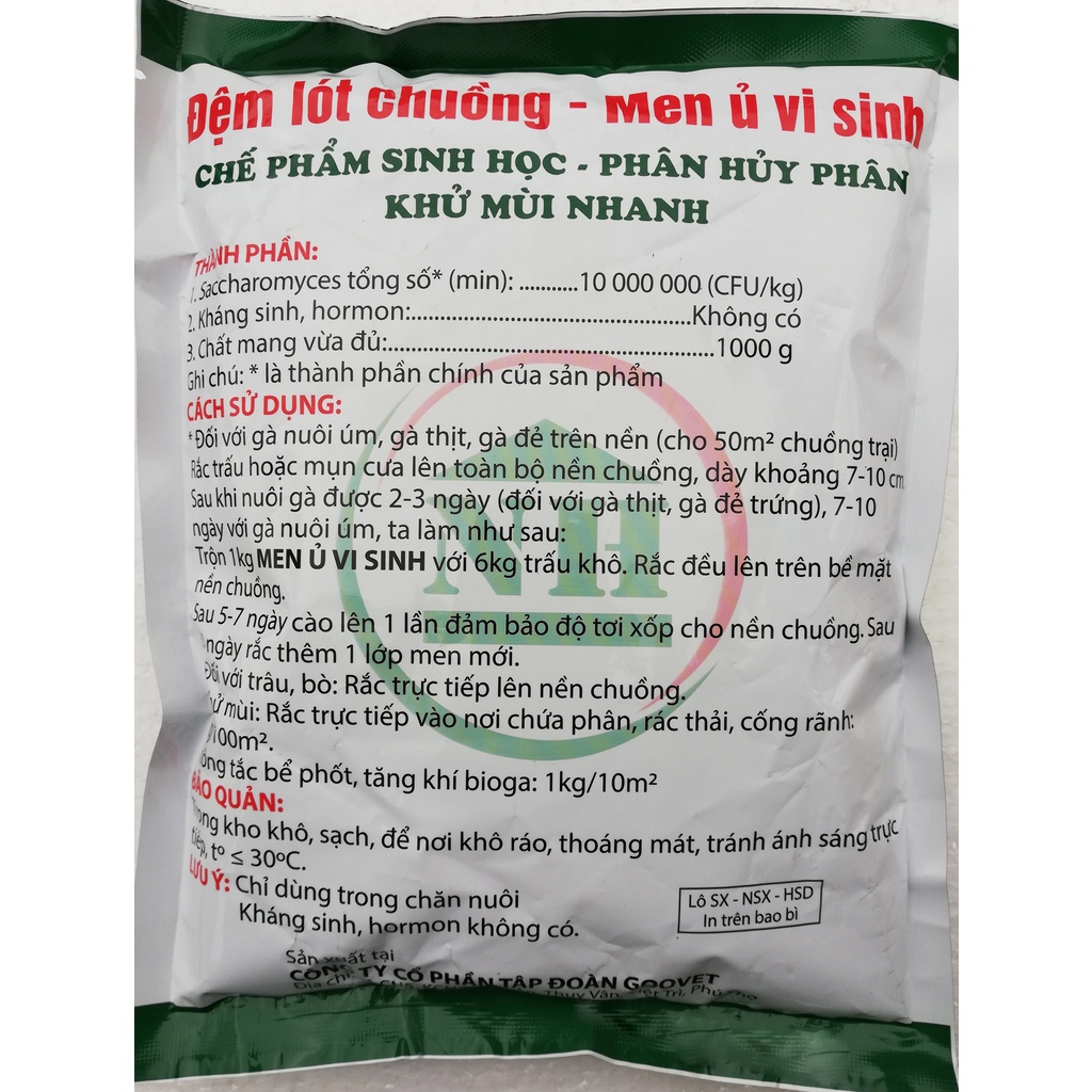 1 kg Đệm lót chuồng, men ủ vi sinh, chế phẩm sinh học, phân hủy phân khử mùi nhanh