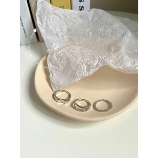 [𝑻𝒉𝒆 𝒔𝒌𝒚] Set nhẫn 3 chiếc basic màu bạc