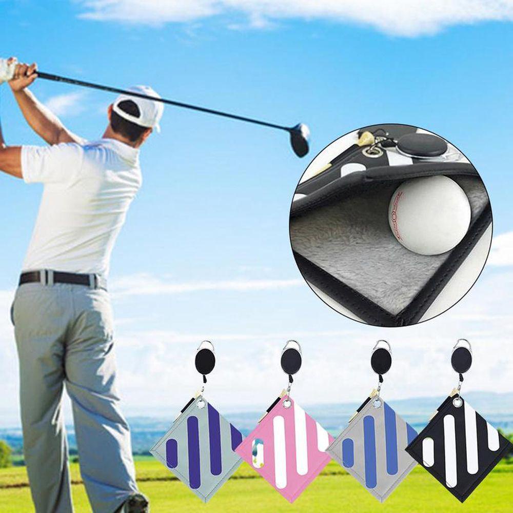 Khăn Lau Đầu Gậy Đánh Golf Hai Mặt Bằng Lông Cừu Kẻ Sọc Thời Trang Có Thể Thu Gọn