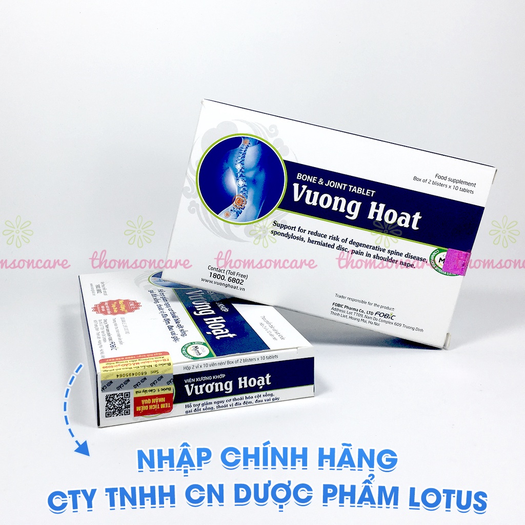 Bổ xương khớp Vương Hoạt - Hỗ trợ giảm đau mỏi vai gáy, thoái hóa cột sống, thoát vị địa đệm - Vỉ 20 viên nén