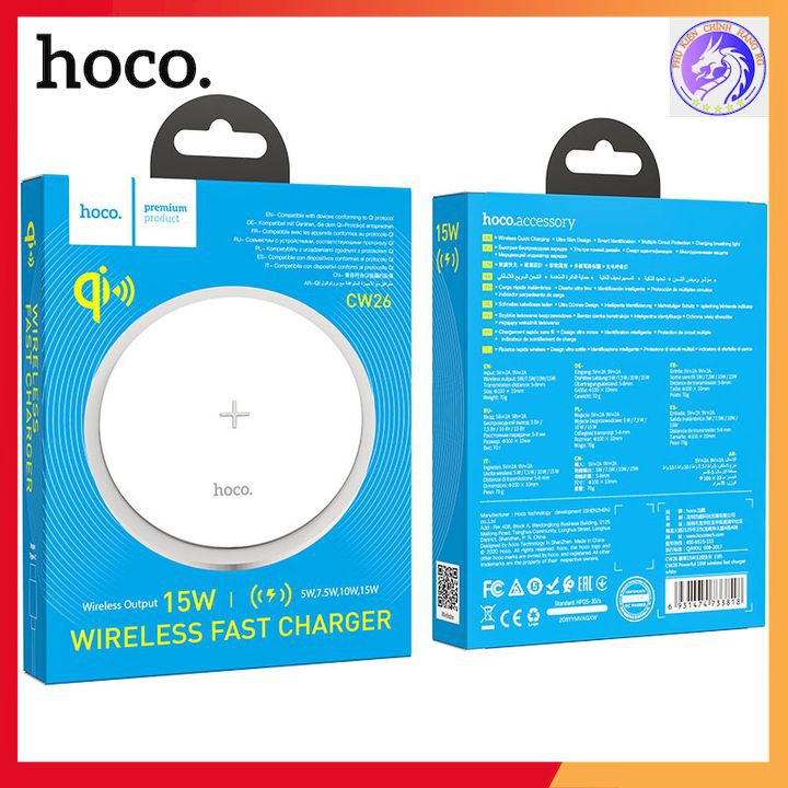 Đế Sạc Nhanh Không Dây 15W 2 In 1 Cho Điện Thoại / Airpods Hoco CW26 - 1M - Hàng Chính Hãng - Bảo Hành 1 Năm