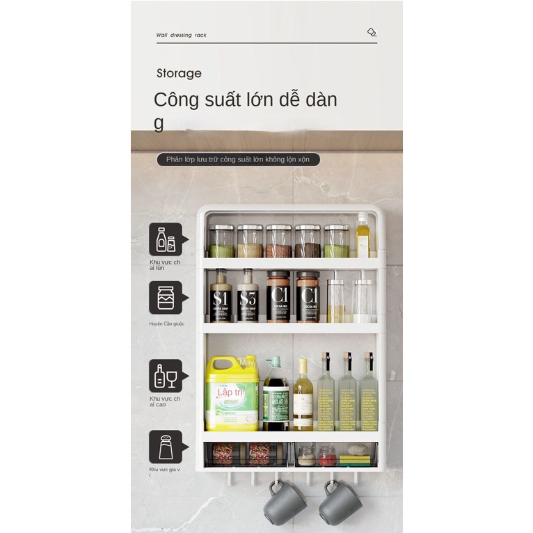 Mới Kệ Đựng Đồ Dùng Nhà Bếp Gắn Tường Đa Năng Sức Chứa Lớn Không Cần Khoan Tiện Dụng