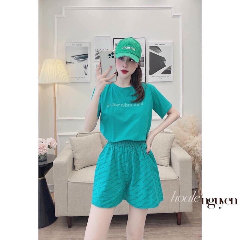 Bộ đồ nữ mặc nhà thể thao WANG ba màu basic siêu đẹp bộ đồ áo thun kèm quần short đùi thun mặc nhà
