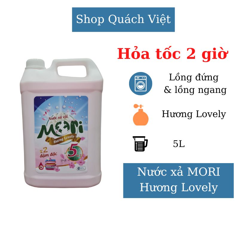 Nước xả vải MORI hương lovely, xả làm mềm vải, can 5L, quachviet208