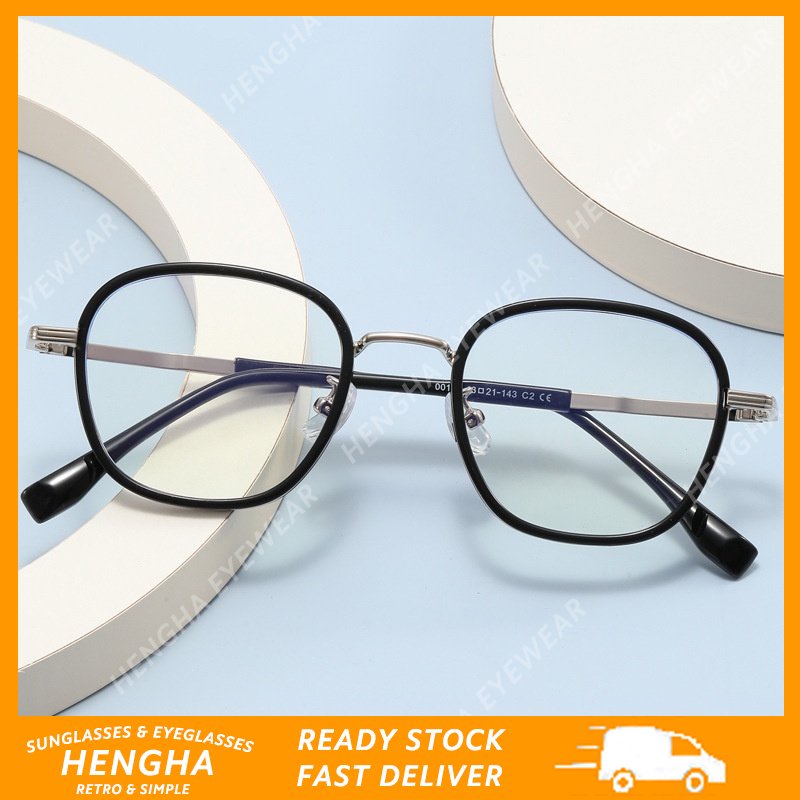 (HENGHA) Mắt Kính Gọng Oval Kim Loại Siêu Nhẹ Chất Lượng Cao Phong Cách Retro