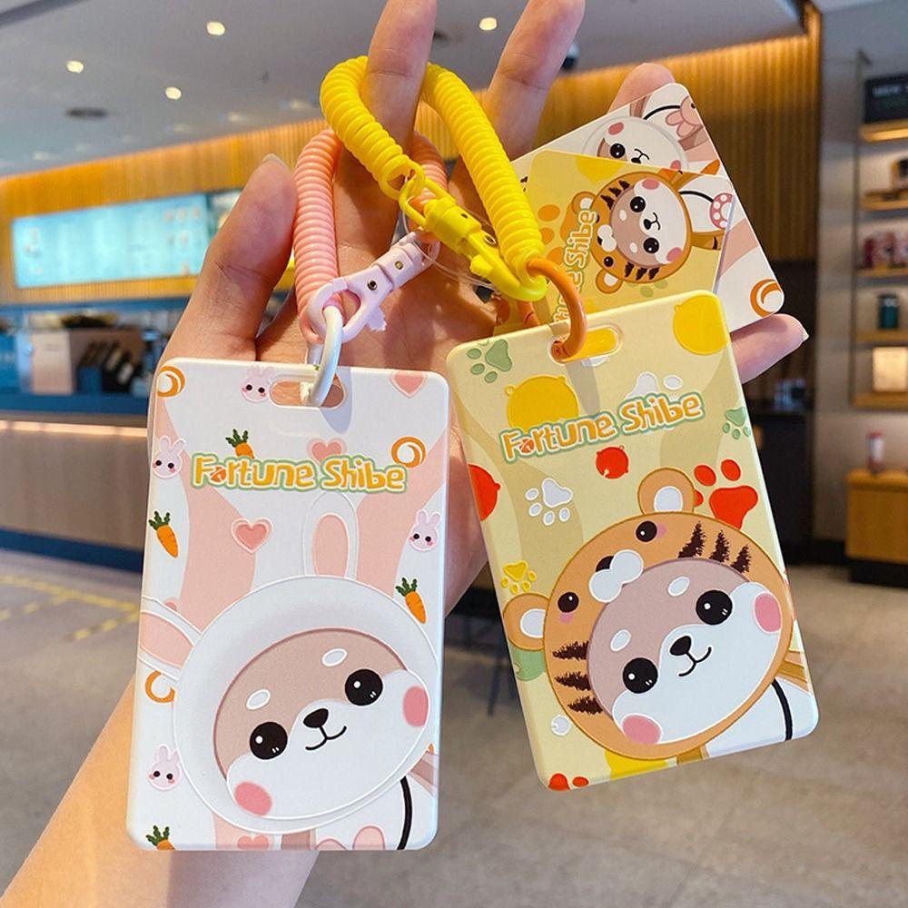 DARNELL Móc Khóa Gắn Ba Lô Đựng Thẻ Hình Chú Chó Shiba Dễ Thương Giá Đỡ