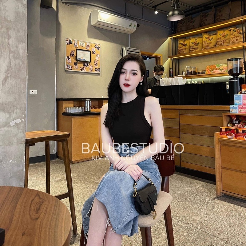 Áo Ba lỗ trơn Croptop thun xốp 3 màu viền Bản to FREESHIP Áo tanktop thun xốp ô vuông co giãn