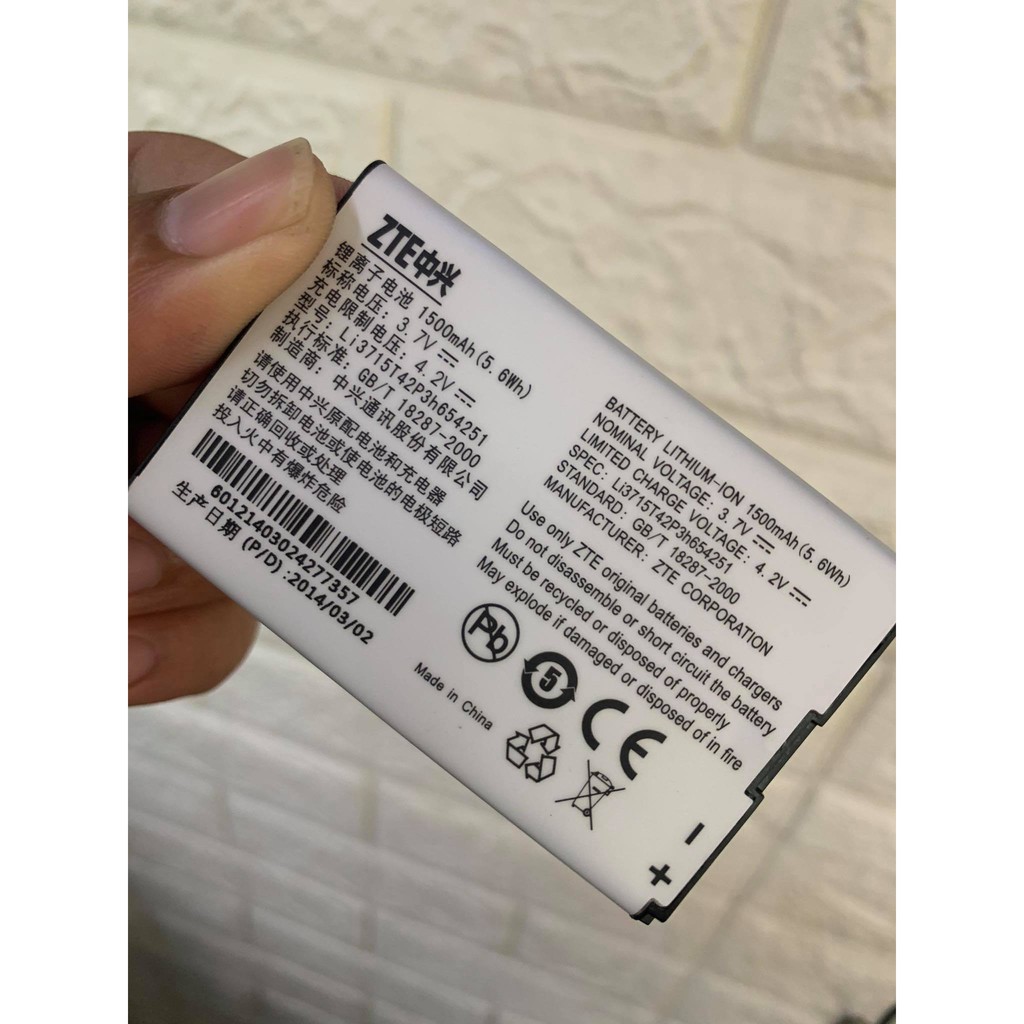 Pin rời thay thế dùng cho Phát Wifi ZTE MF65,MF61,MF62,MF63 Siêu Bền -Pin Chuẩn 1500mah