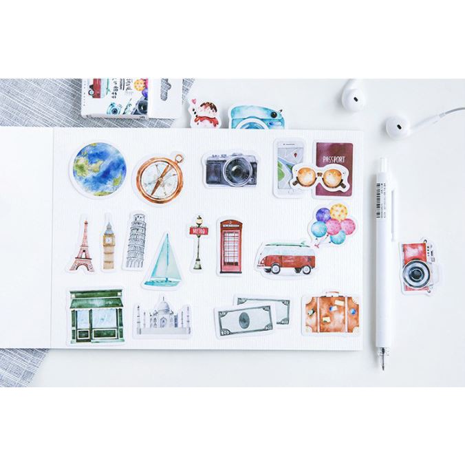 Bộ 46 Sticker Du Lịch Thế Giới dán trang trí E41