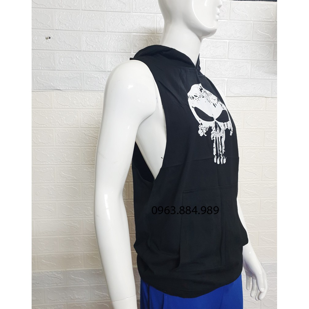 Áo ba lỗ A.201 khoét nách có mũ cho anh em tập gym , chơi thể thao hàng mỏng nhẹ nhàng ( ẢNh shop chụp)