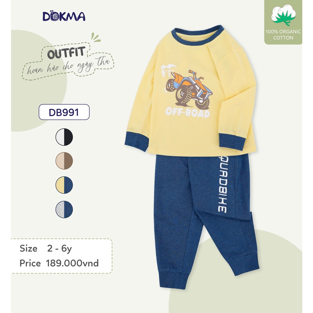 2-6Y Bộ dài tay cổ tròn bé trai Dokma DB813/DB991