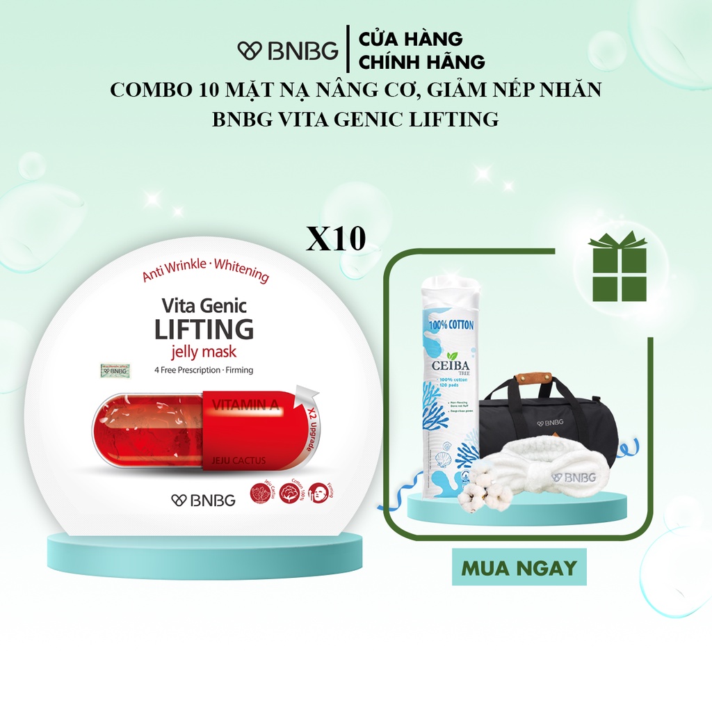 Mã FMCGMALL -8% đơn 250K Combo 10 mặt nạ nâng cơ mặt BNBG Vita Genic