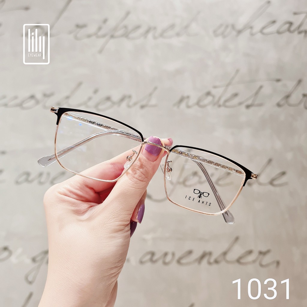 Gọng kính cận nam nữ kim loại Lilyeyewear mắt vuông thanh mảnh nhẹ nhàng 1031 | BigBuy360 - bigbuy360.vn
