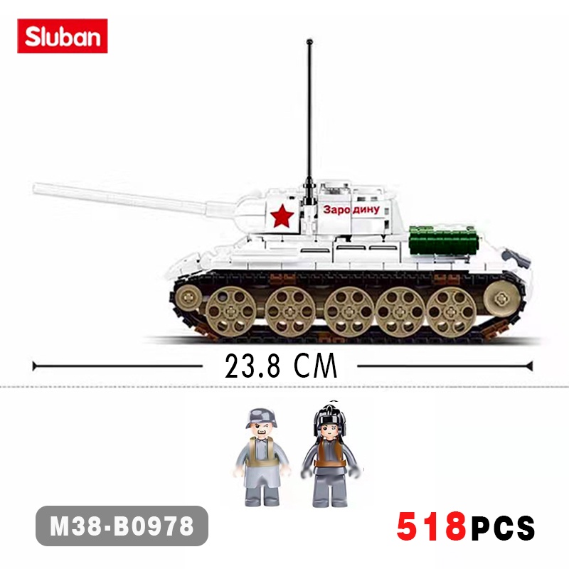 Bộ 518 Mô Hình Xe Tăng Quân Đội Sluban 0978 WW2 T-34 / 85
