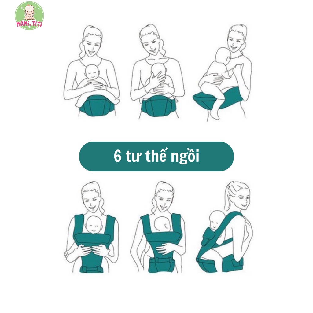 Địu ngồi cho bé Tâm An, Địu cho bé trợ lực vai và lưng, thông hơi thoáng khí