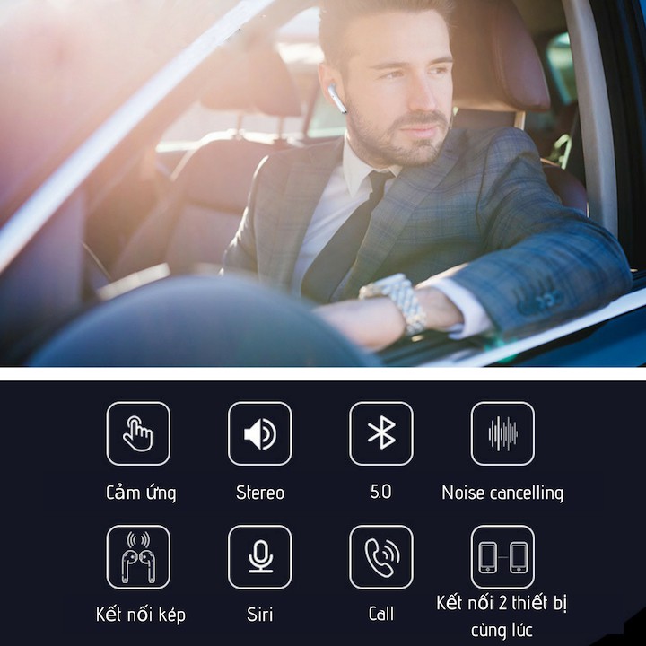 Tai nghe Bluetooth 2 bên Remax TWS AirPlus Touch tặng kèm cáp sạc Lightning (nút cảm ứng)