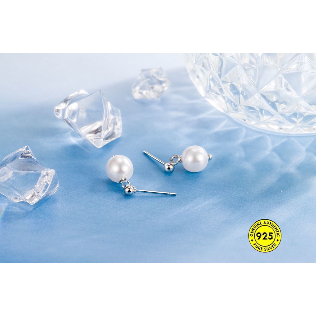 Khuyên Tai Bạc Sterling Đính Ngọc Trai Cao Cấp Thanh Lịch Và Tinh Tế