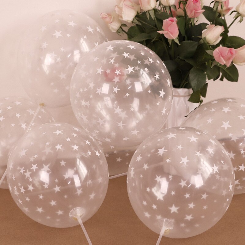 Set 10 Bong Bóng Cao Su Trong Suốt 12 Inch In Hình Ngôi Sao Trang Trí Tiệc Cưới