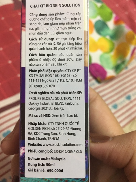 Chai xịt BIO SKIN SOLUTION - Cung cấp dưỡng chất cho da | BigBuy360 - bigbuy360.vn