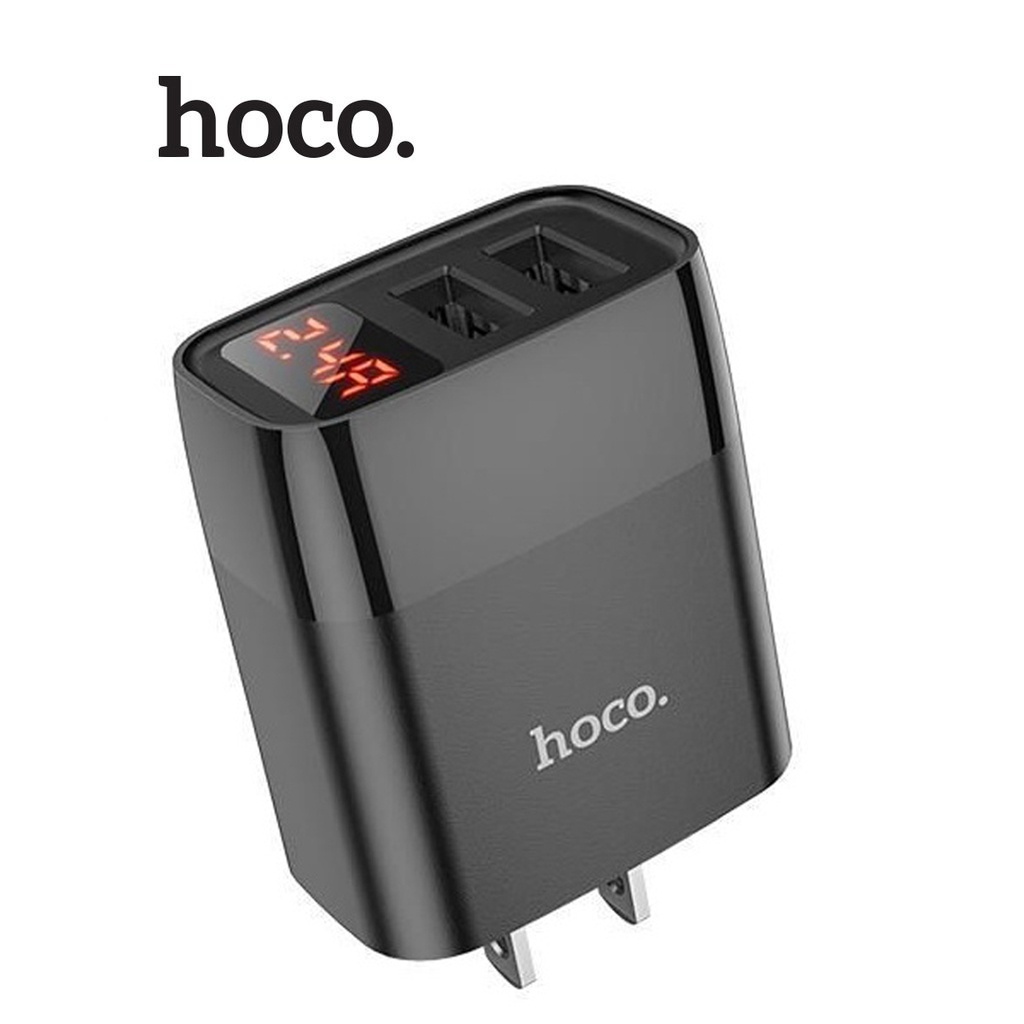 Củ sạc nhanh 2.4A Hoco C86 màn hình Led hiển thị dòng điện chân dẹt 2 cổng USB chất liệu PC cao cấp