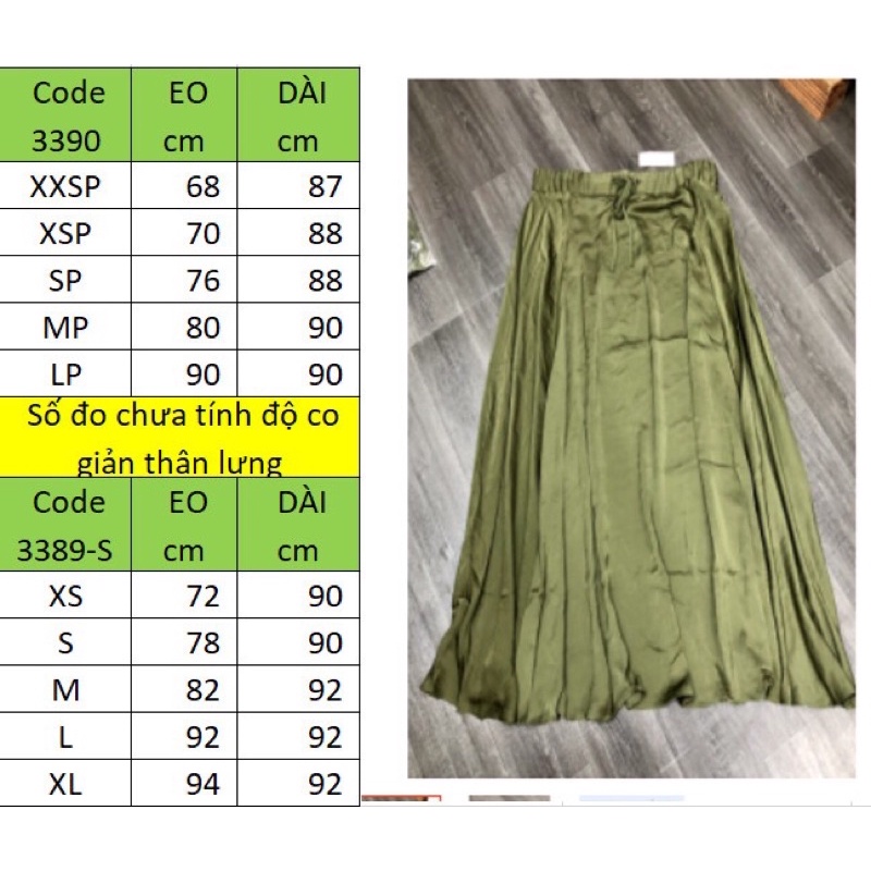 Chân Váy L.OF.T Chất Tơ T.ằ.m 2 Loại Size - 3389-3390 Sô đo vhuaw tin đô chun thu lưng