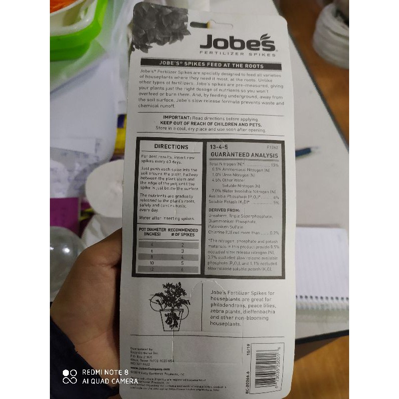 Phân sâu tan chậm Mỹ Jobes 13-4-5 cho cây cảnh 50 que