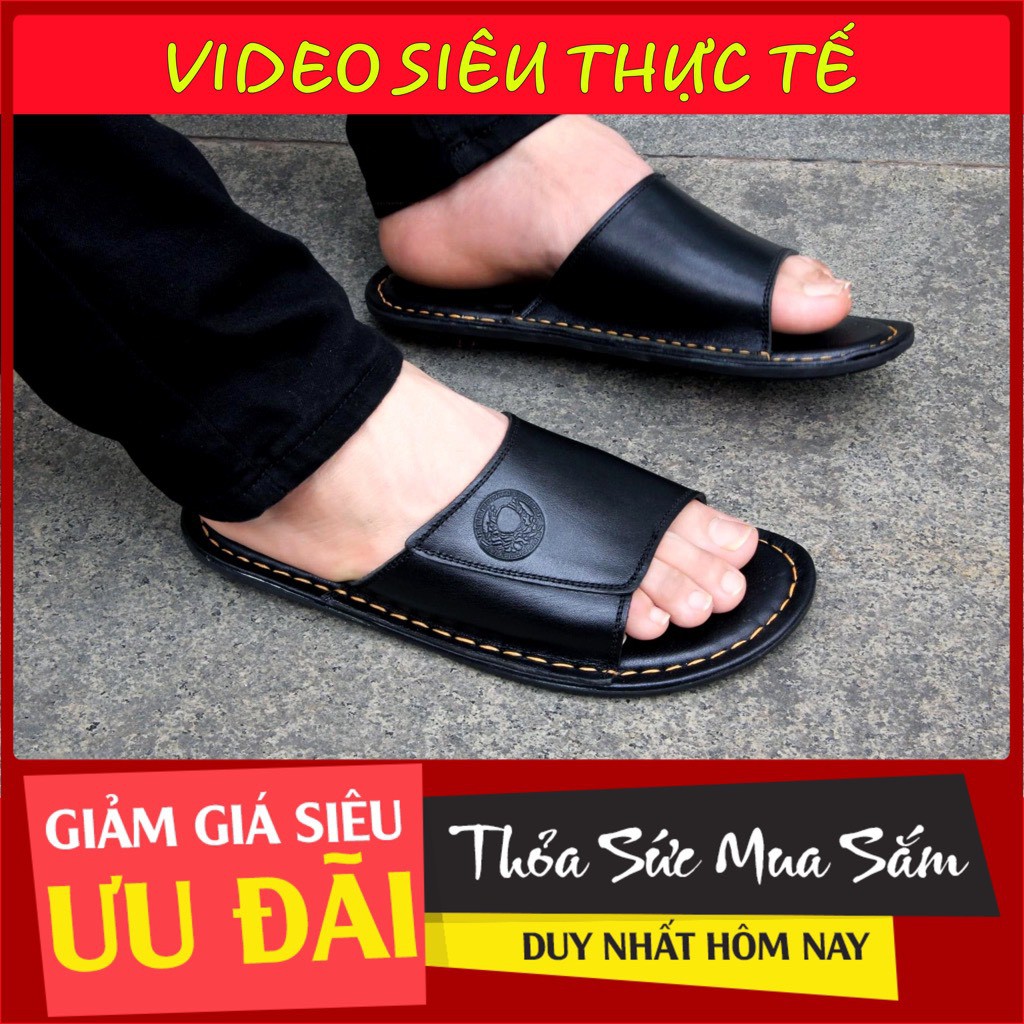 [ĐẾ KHÂU CHẮC CHẮN]Dép da nam chất liệu da bò thật ANH QUANG STORE AQ093