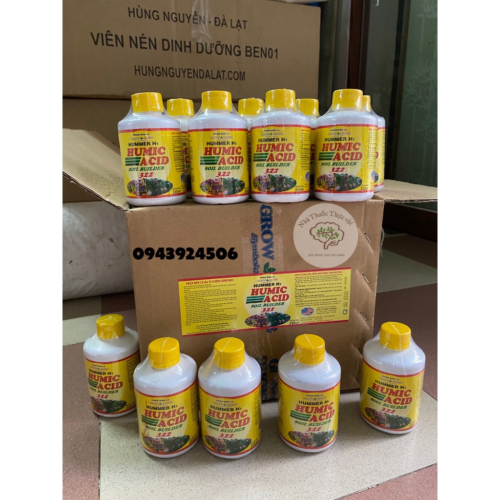 Acid Humic 322 nhập Mỹ 235ml, Phân bón super humic, ra rễ mạnh - phát triển nhanh, tăng ra hoa đậu trái