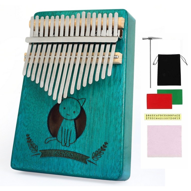 [CÓ SẴN] Đàn kalimba 17 phím Kerus-M17 Xanh lá bền đẹp âm vang tặng búa chỉnh âm và phụ kiện