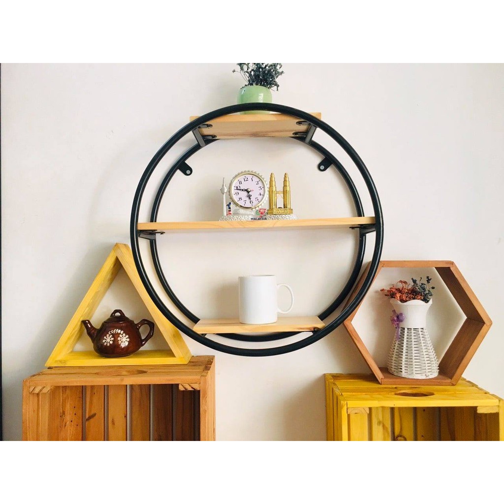 Kệ khung sắt tròn treo tường decor  - Kệ trang trí treo tường HPKTT 11 Tổng