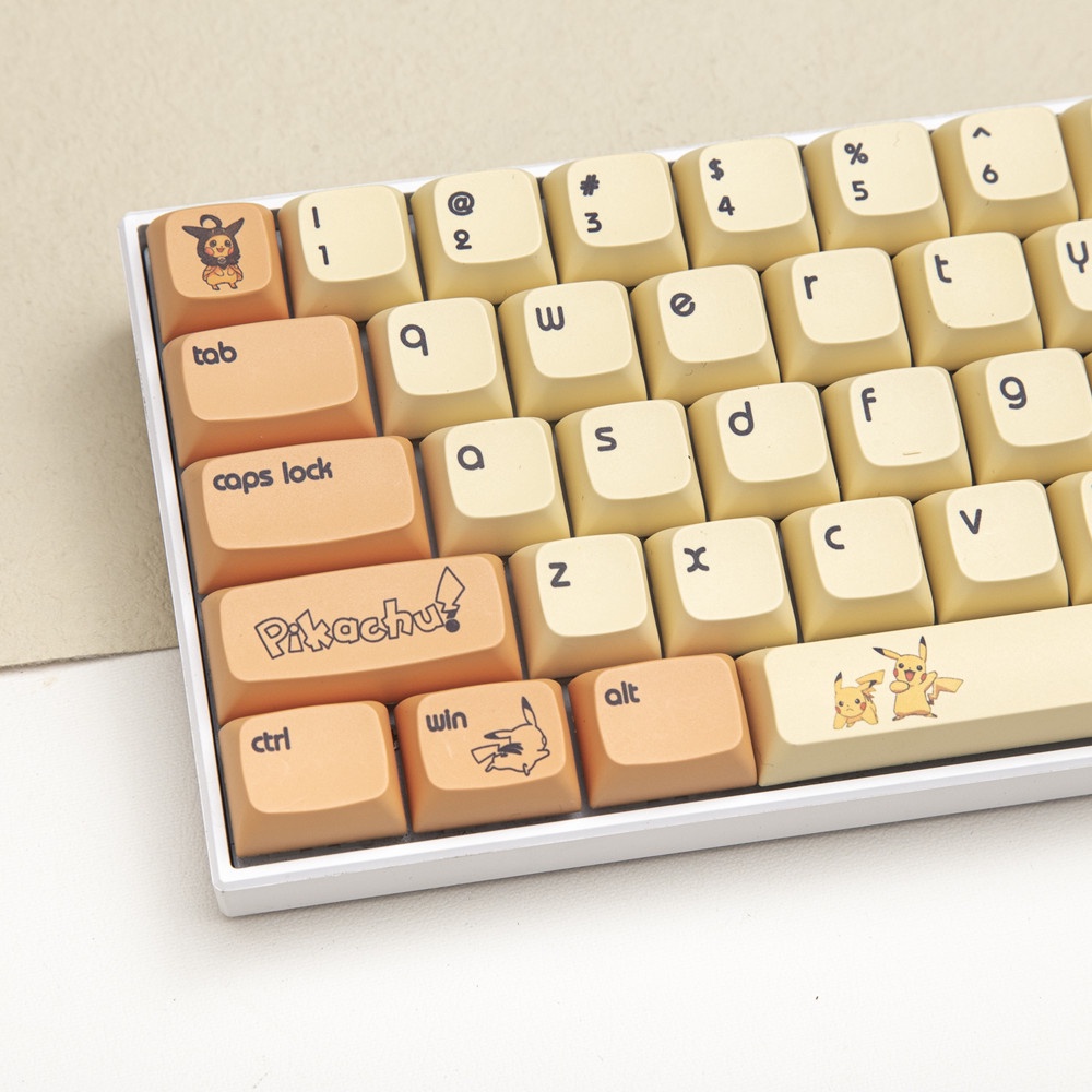 136 Phím Pikachu Keycaps XDA Profile Pokémon Anime PBT DYE-SUB Bàn phím cơ học Keycap
