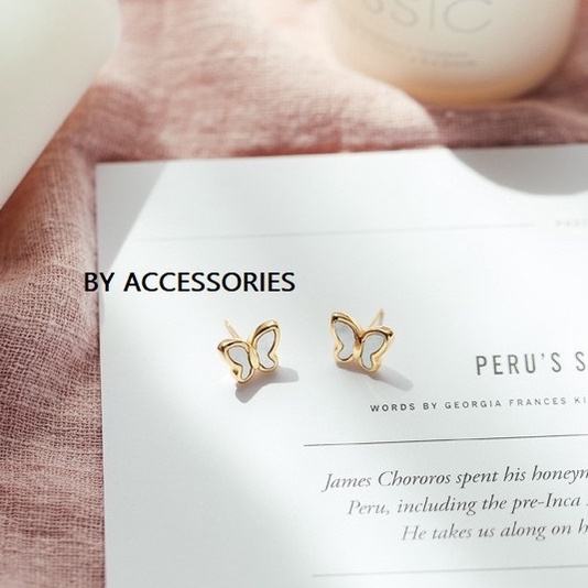 Bông tai titan tạo hình bướm cẩm xà cừ nhỏ xinh không gỉ WE2101