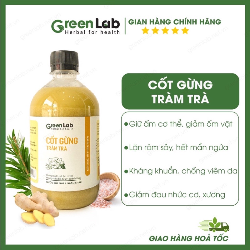 Nước tắm cốt gừng tràm trà GreenLab - Nước tắm thảo dược chống cảm lạnh