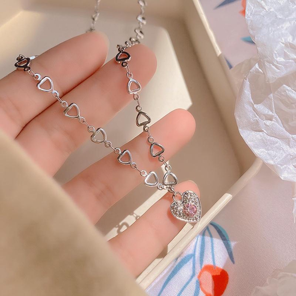 Vòng cổ Mặt Trái Tim Đính Đá Hồng Thời Trang Cho NữYanqueens Quà tặng trang sức