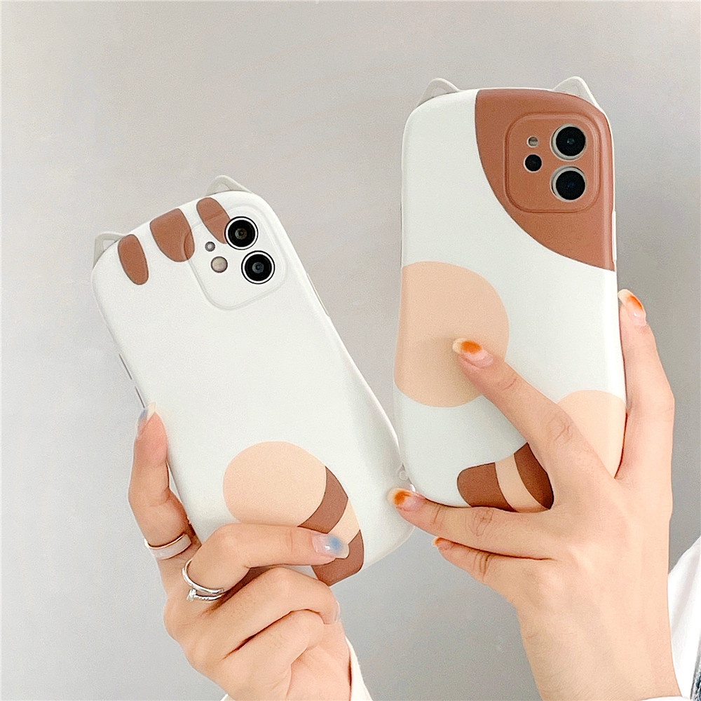 Ốp Điện Thoại Tpu Mềm Hình Tai Mèo Nâu 3d Cho Iphone 11 12 Pro Max 12pro X Xs Max Xr 7 8 Plus
