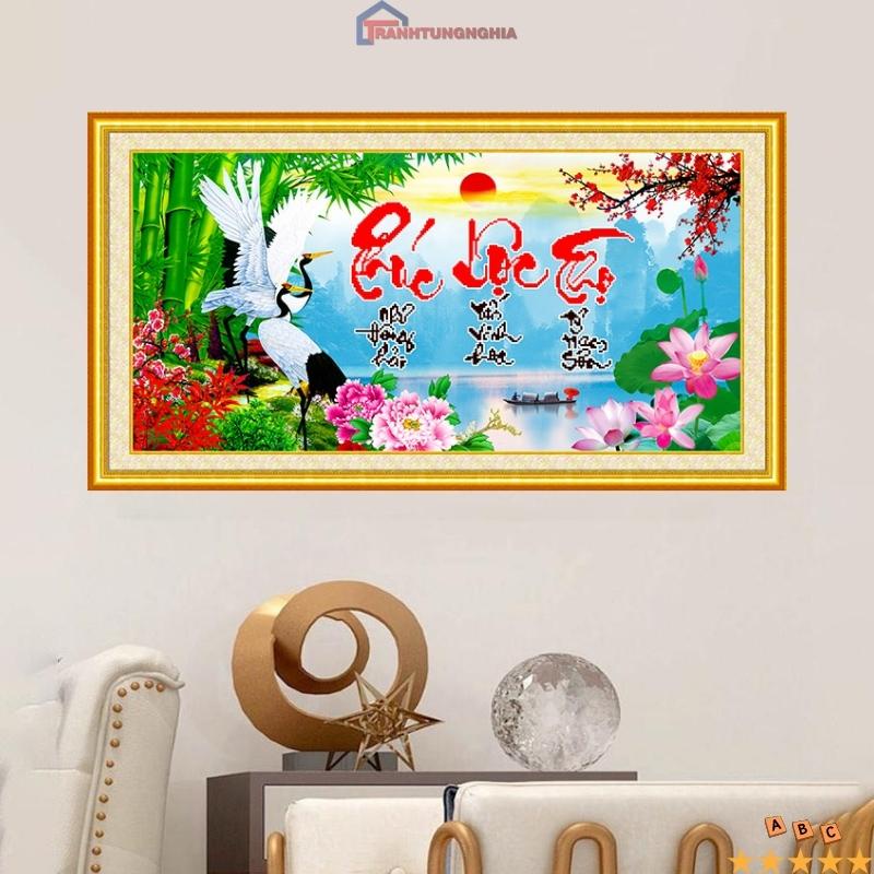 Tranh đính đá phúc lộc thọ 93cm x 50cm