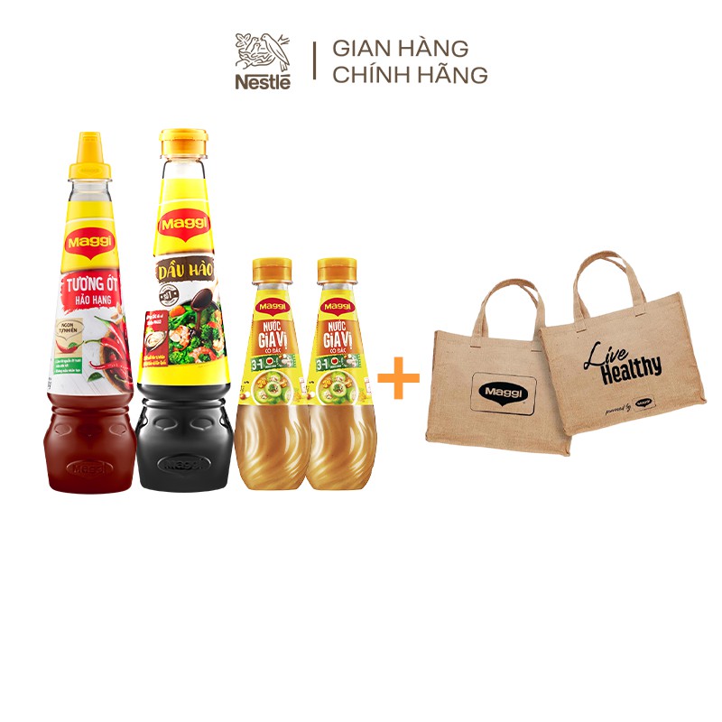 [Tặng túi Maggi] Combo: 2 chai nước gia vị cô đặc 350g/chai+1 chai tương ớt 330g/chai+1 dầu hào 820g/chai