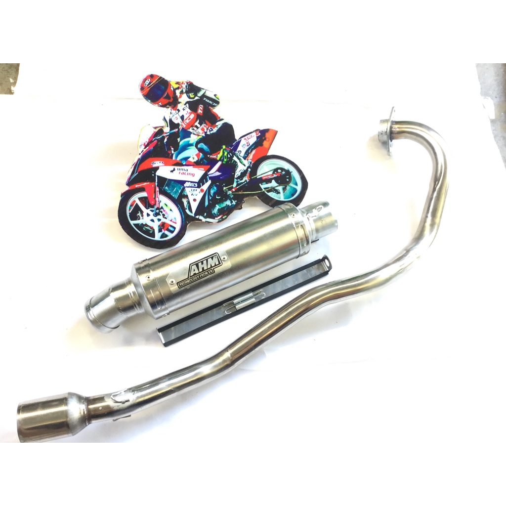 Bộ pô ahm TRẮNG full cổ INOX THẲNG WAVE, SI, CUP, DREAM, EXCITER, WINER, SONIC, RAIDER FI, SATRIA, GSX