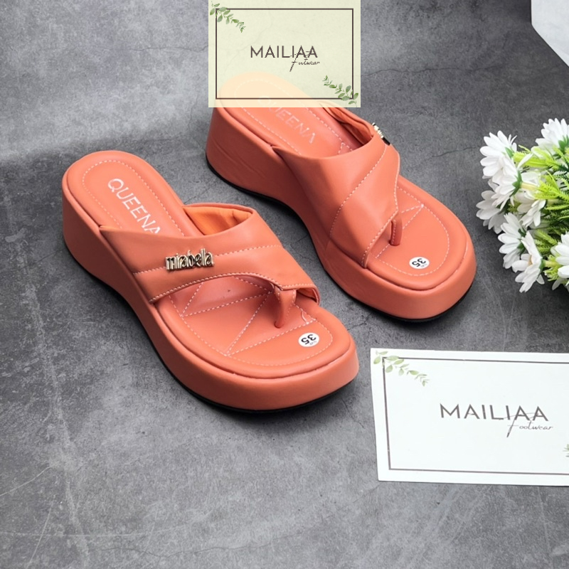 Dép đế xuồng 6 phân MAILIAA mã 001 quai xỏ ngón gắn chữ 5 màu