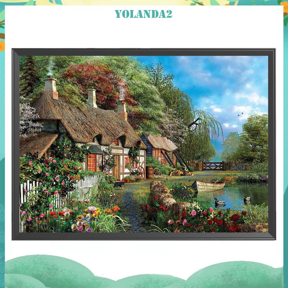 (canvas no printing)  Toàn Bộ Tranh Thêu 14ct Diy Hình Ngôi Nhà