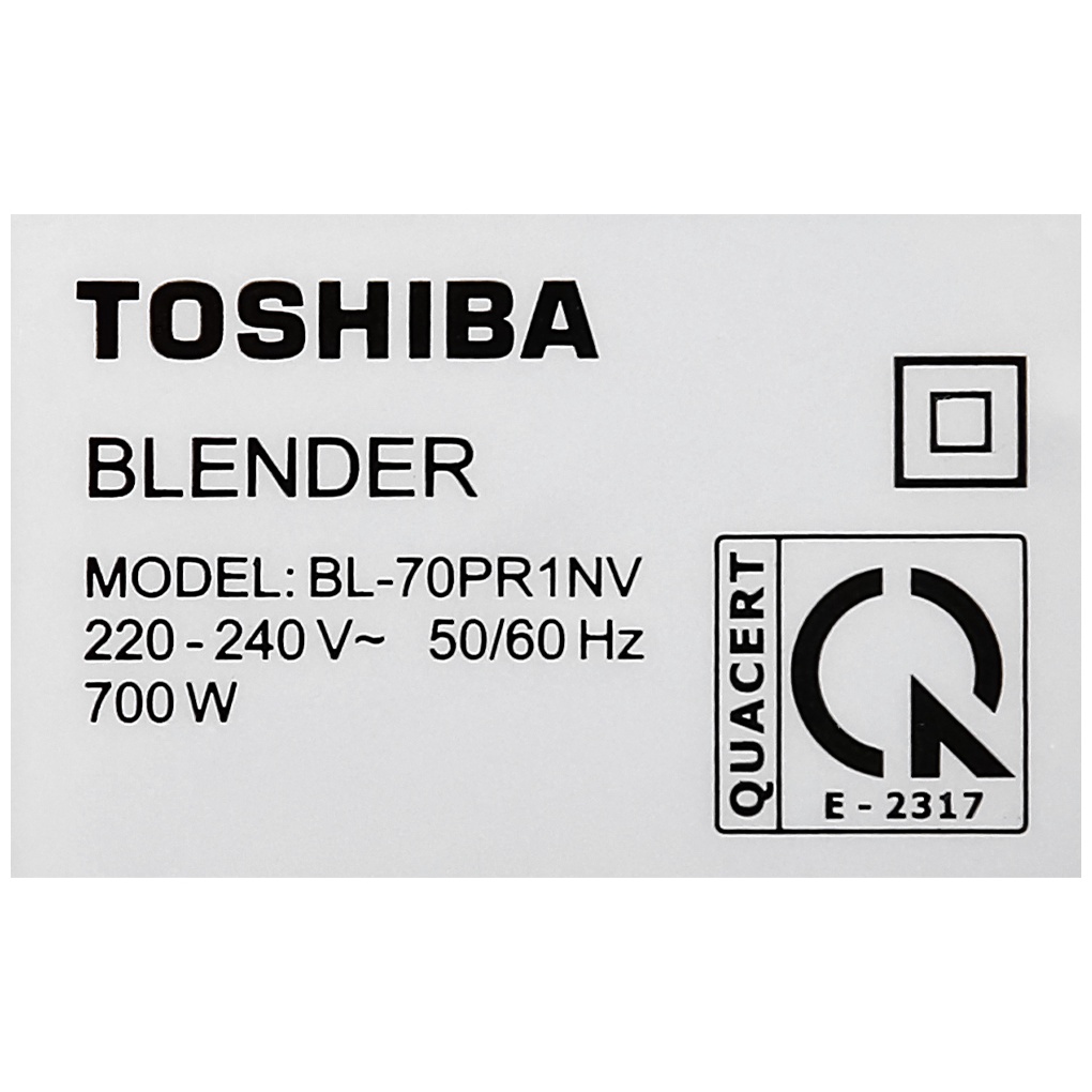 Máy xay sinh tố Toshiba BL-70PR1NV 1.5 lít 700W xay đá, hạt, sinh tố, rau củ - Chính hãng BH 12 tháng